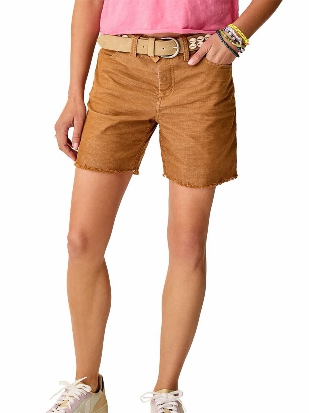 Carve Designs Oahu Hi Rise 6” Brown Corduroy Shorts Raw Hem Size 16 Saddle NEW